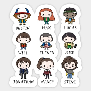 Stranger Things Kids Fan Art Chibis Sticker